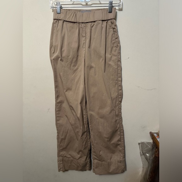 Everlane Pants Women 0‎ Organic Cotton Wide Leg Elastic Waist Pull On Khaki Tan - Picture 1 of 4